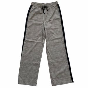 Plaid Flared Pants with Drawstring